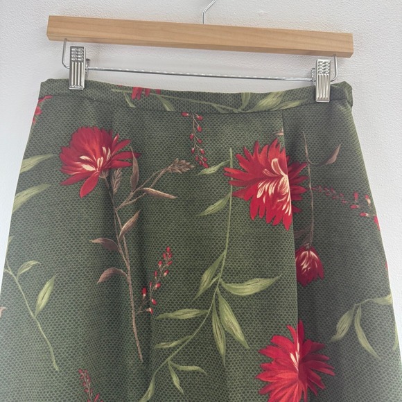 Kathie Lee Collection Size 12 Floral Maxi Skirt Elastic‎ Waist Green Red Vintage - Picture 3 of 8